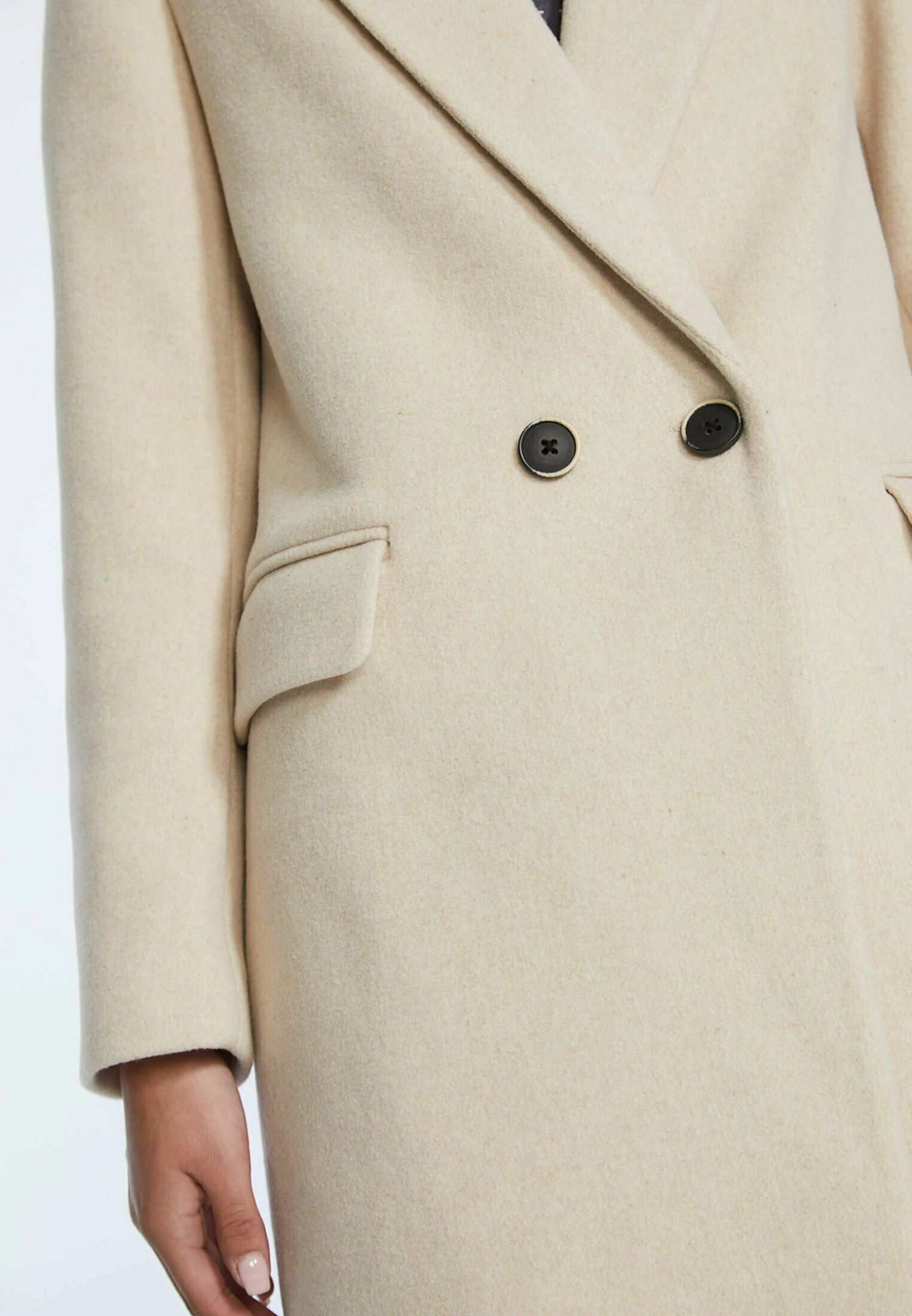 Stradivarius Manteau Court - Off White 6 Stradivarius Manteau Court - Off White – Image 4