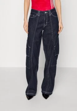 WEEKDAY Mason Utility Cargo Jeans - Jean Boyfriend - Rinse