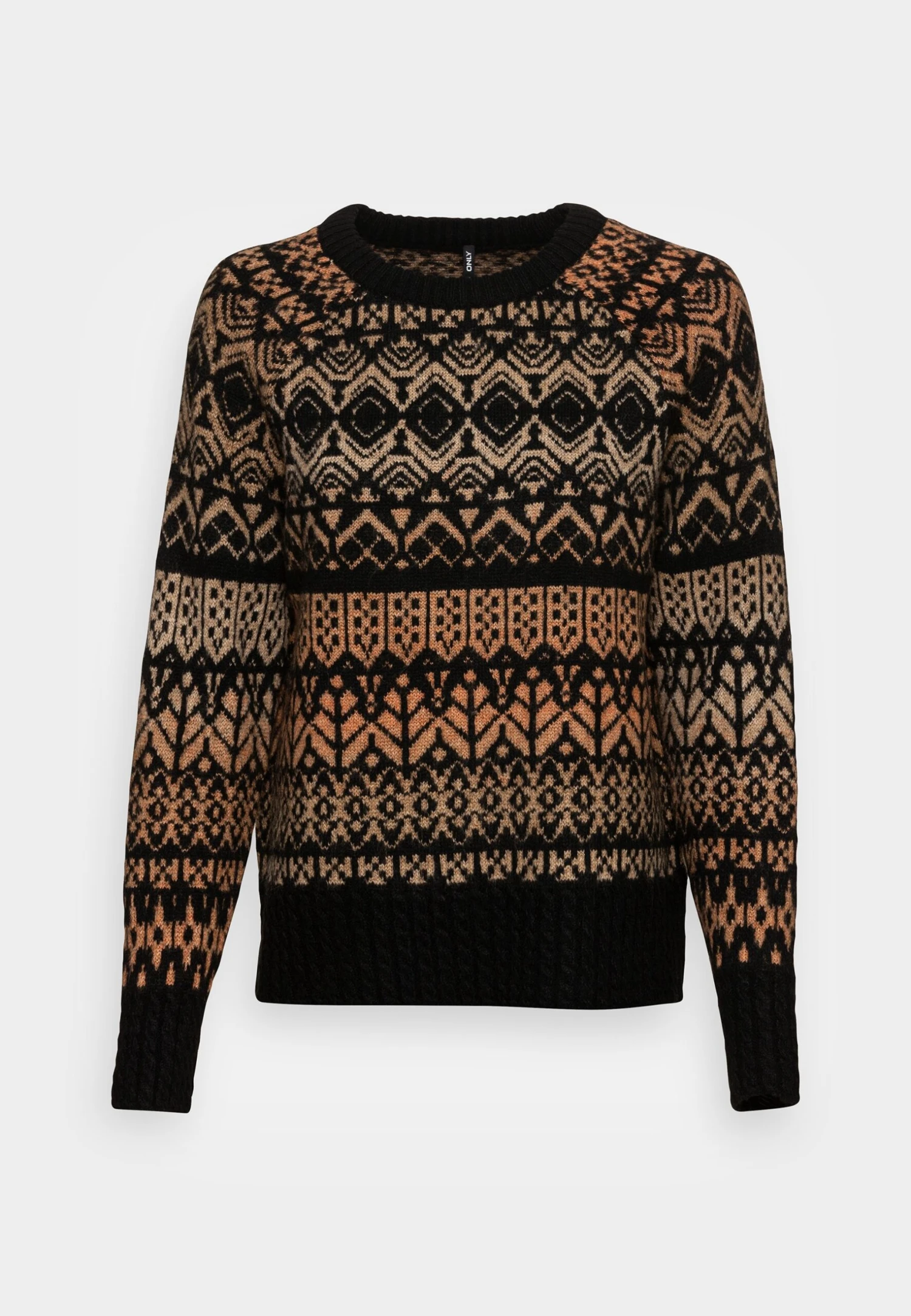 ONLY Onlaida Fairisle - Pullover - Black Detail/Humus/Toasted Coconut Space Dye 7 ONLY Onlaida Fairisle - Pullover - Black Detail/Humus/Toasted Coconut Space Dye – Image 5
