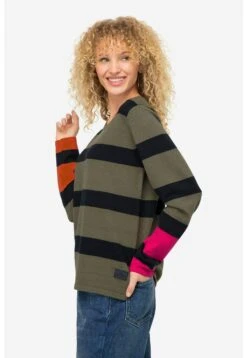 Geringelt Langarm Mit Farbakzent Rundhals - Pullover - Naturgrün -Next Soldes 28d31afc19184373ba59f2677e2e5f0a