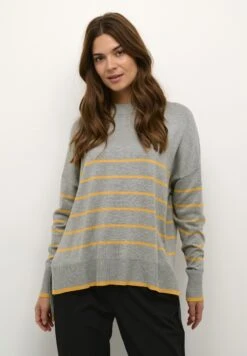 Kaffe Bpaloma Stripe - Pullover - Grey Mel. Yellow Stripe