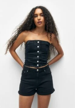 PULL & BEAR High-Waist Mom - Short En Jean - Black