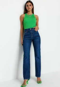 Trendyol Jean Droit - Blue -Next Soldes 4aa712a7149f45c1b147122c3576fce3