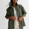 New Look Double Pocket Button Front Shacket - Manteau Court - Khaki -Next Soldes 52451fef5d404807895bf7331623d92d