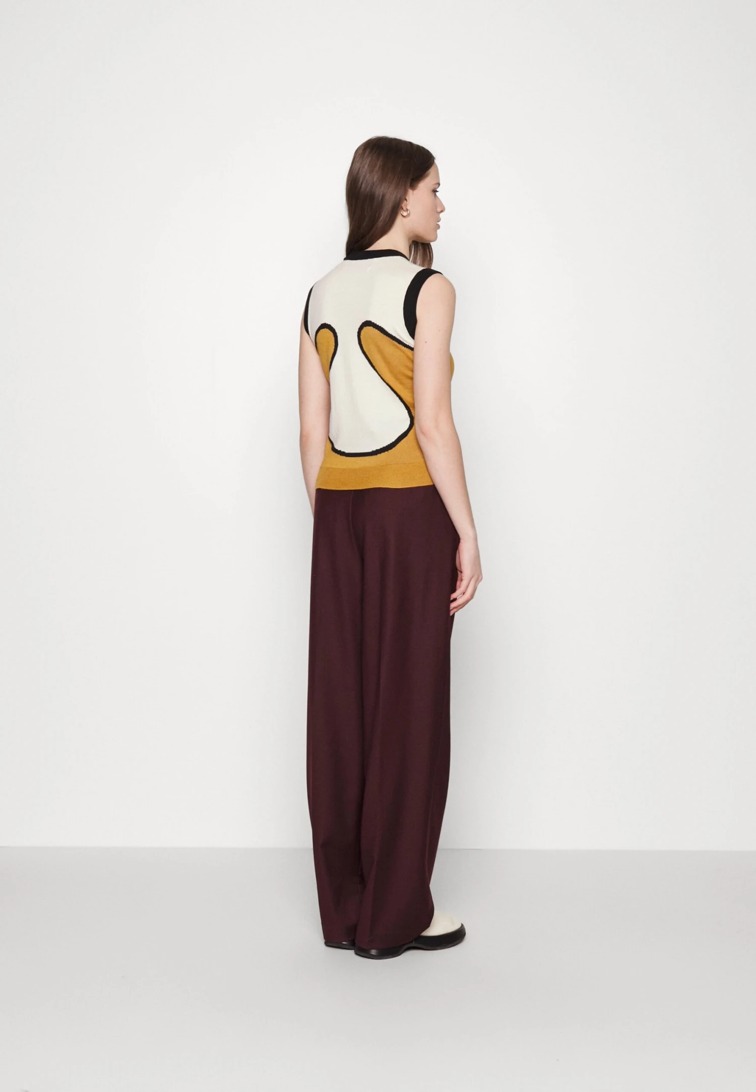 Pullover - Ecru, Burnt Orange, Black With Gold Merino Wool 5 Pullover - Ecru, Burnt Orange, Black With Gold Merino Wool – Image 3