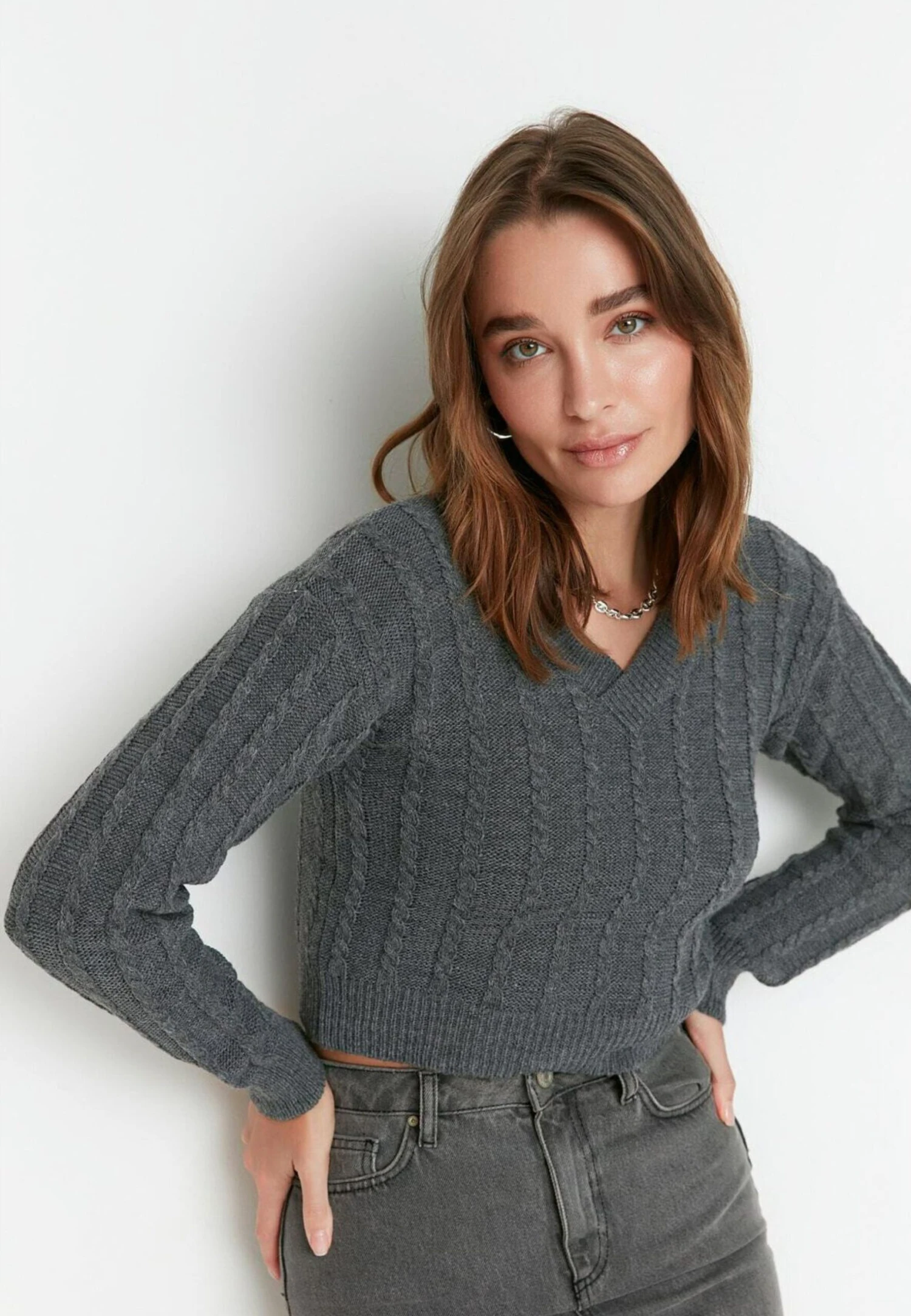 Trendyol Pullover - Gray 7 Trendyol Pullover - Gray – Image 5