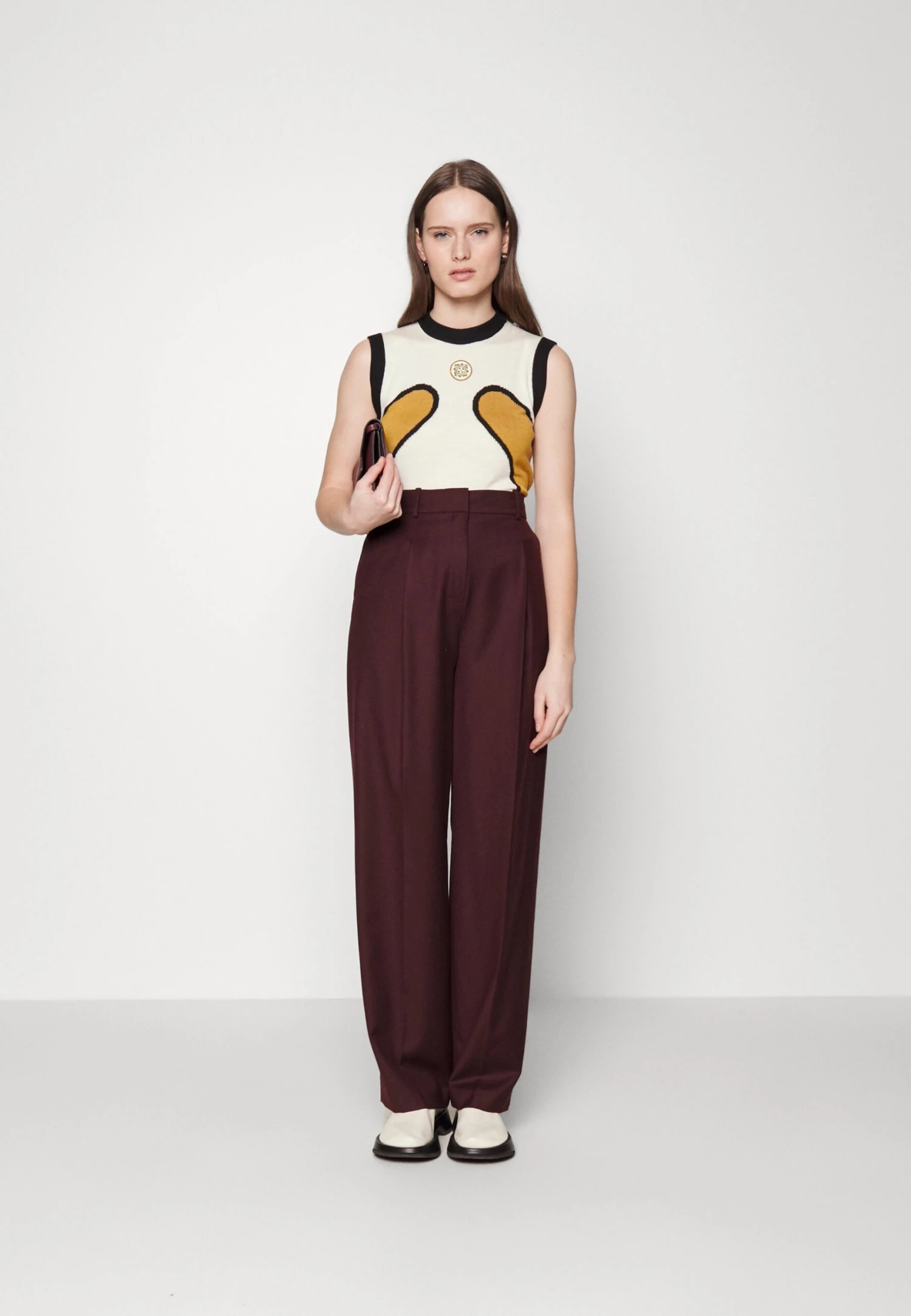 Pullover - Ecru, Burnt Orange, Black With Gold Merino Wool 4 Pullover - Ecru, Burnt Orange, Black With Gold Merino Wool – Image 2