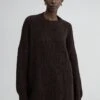 With Fringed Hem - Pullover - Brown