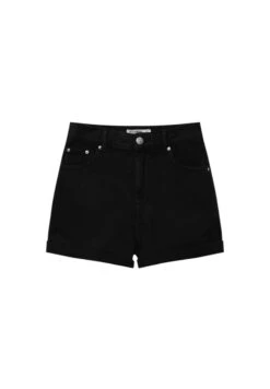 PULL & BEAR High-Waist Mom - Short En Jean - Black -Next Soldes 6f8c4382afb8422e9c4477c29b8c257c