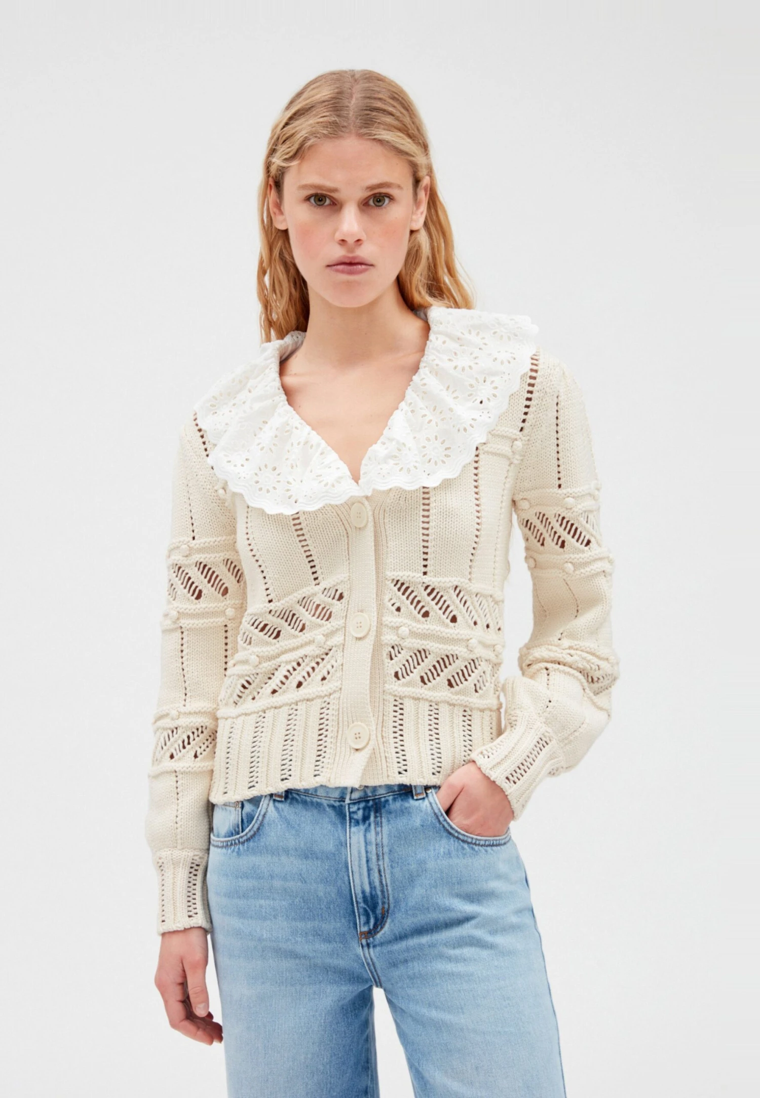 CLAUDIE PIERLOT Madelaine - Gilet - Ecru 7 CLAUDIE PIERLOT Madelaine - Gilet - Ecru – Image 5