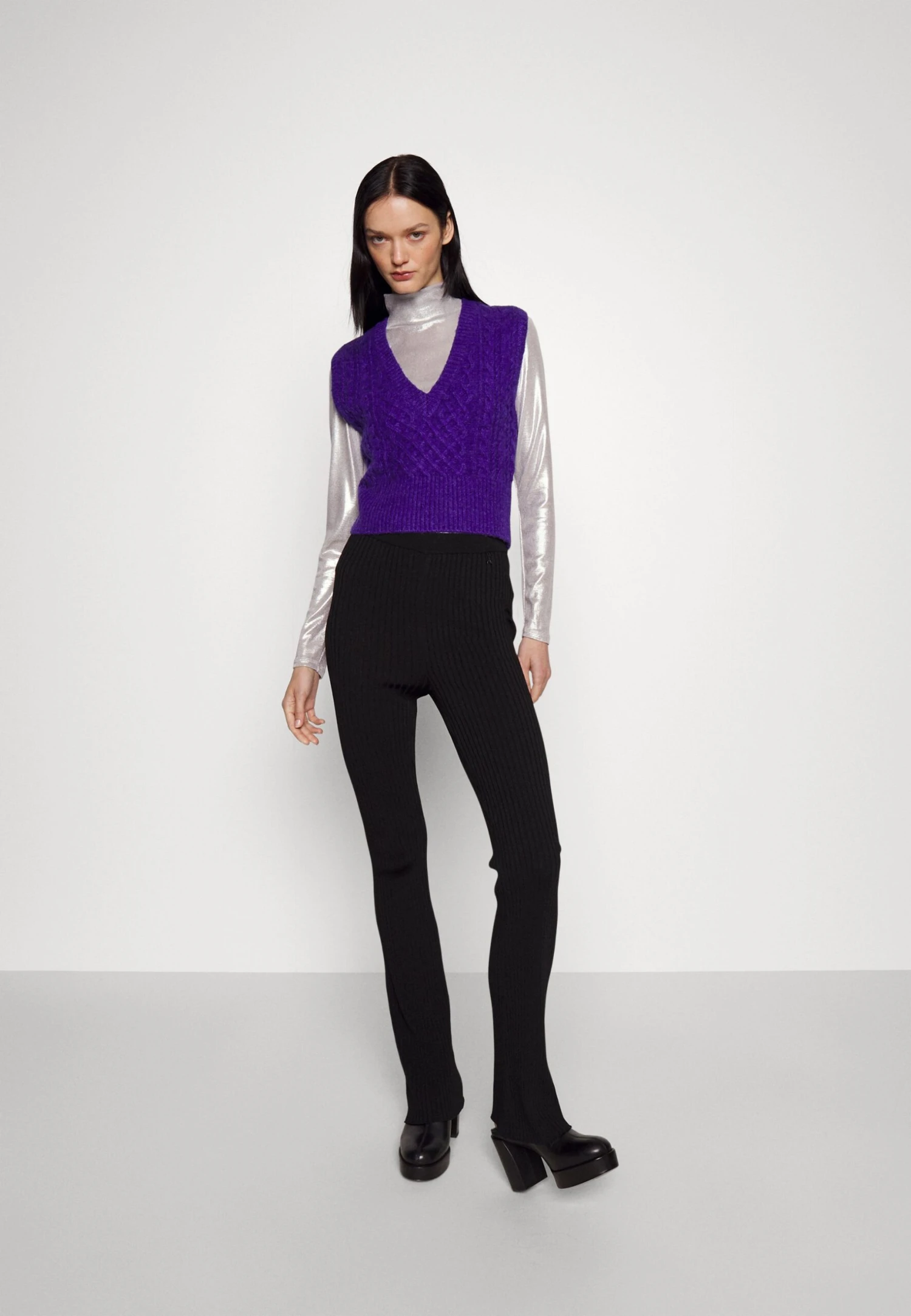 Rag & Bone Elizabeth Cable Vest - Pullover - Purple 4 Rag & Bone Elizabeth Cable Vest - Pullover - Purple – Image 2