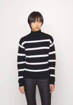 Viril Mockneck - Pullover - Black Stripes/White Alyssum