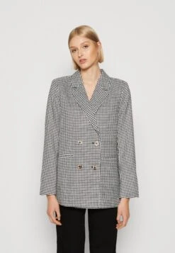 Vila Vidafny Loose Blazer - Manteau Court - Black/Houndstooth/White