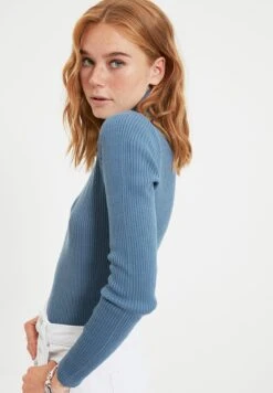 Trendyol Pullover - Blue -Next Soldes 9f86dab021cd42c3b347efda11ce7f44