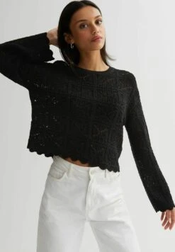 New Look Open Stitch Frill Boxy - Pullover - Black