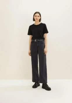 Tom Tailor High Waist - Jean Droit - Clean Bleached Black Denim