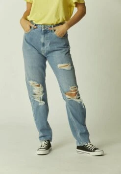 TEDDY SMITH Jean Droit - Bleu Indigo Destroy