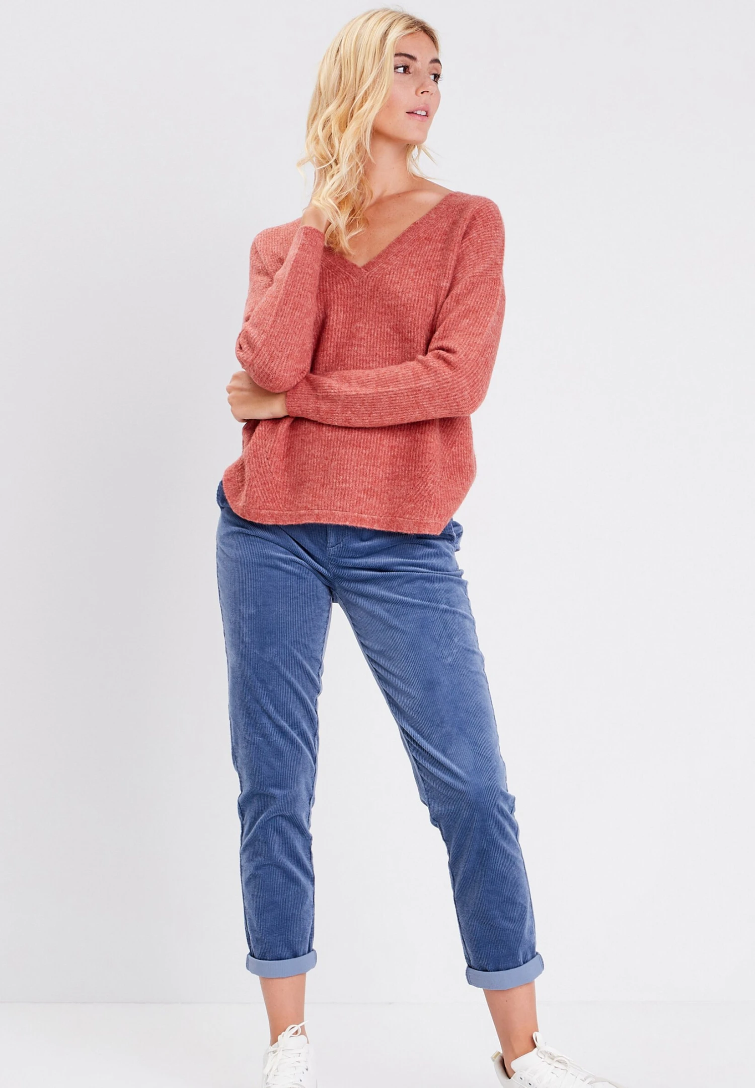 Langarm - Pullover - Orange Foncé 4 Langarm - Pullover - Orange Foncé – Image 2