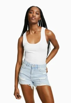 BERSHKA Ripped With Pockets - Short En Jean - Light Blue