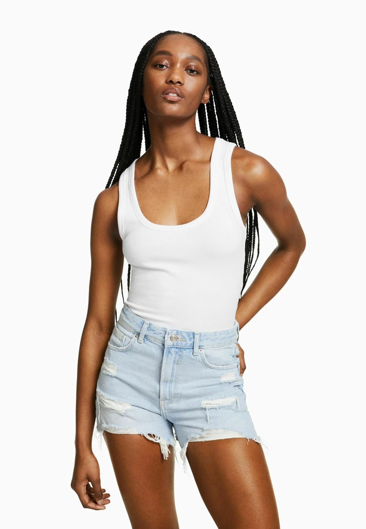 BERSHKA Ripped With Pockets - Short En Jean - Light Blue 3 BERSHKA Ripped With Pockets - Short En Jean - Light Blue