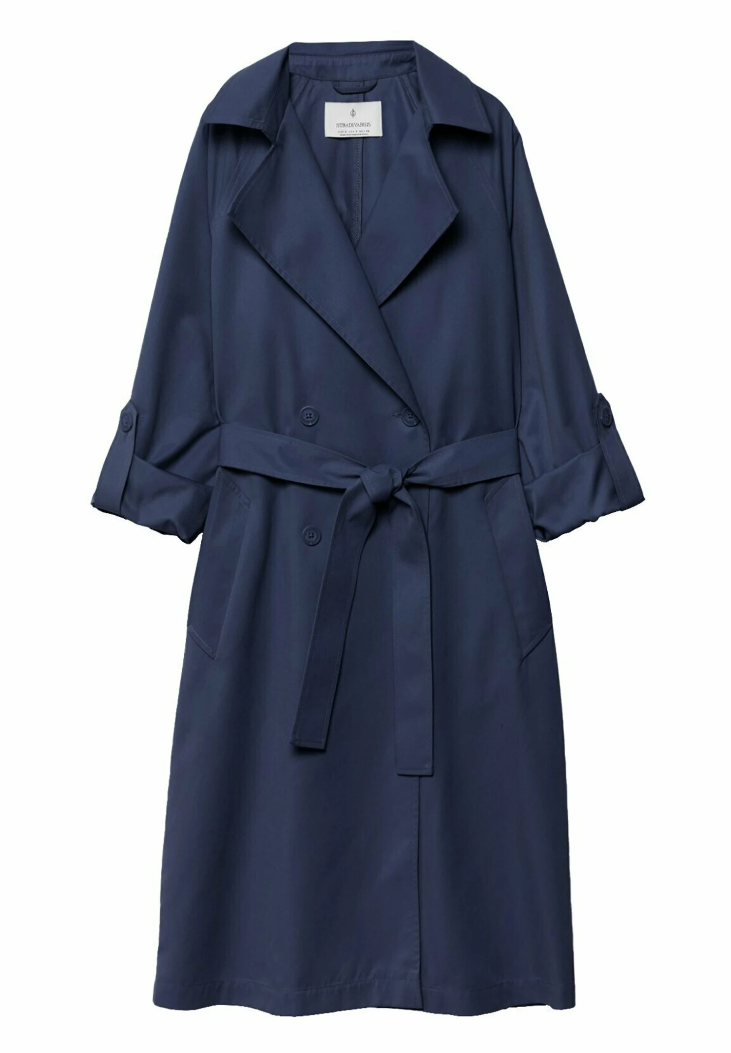 Stradivarius Langer Fliessender - Trench - Dark Blue 7 Stradivarius Langer Fliessender - Trench - Dark Blue – Image 5