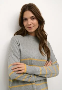 Kaffe Bpaloma Stripe - Pullover - Grey Mel. Yellow Stripe -Next Soldes b30344b56b2844eba3eabe999e0ca8d6