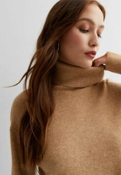 New Look Roll Neck Split Hem - Pullover - Camel -Next Soldes b3054a0a23154636b43fb77c7df0f478