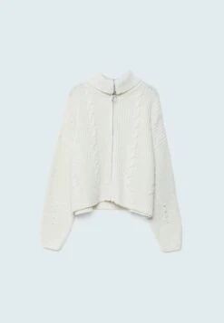 Stradivarius Mit Zopfmuster Und Reissverschluss - Gilet - Off White -Next Soldes b37ef11b69d74b9097431898f714a502