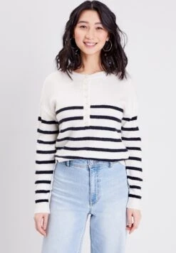 Mit Knöpfen - Pullover - Bleu Marine