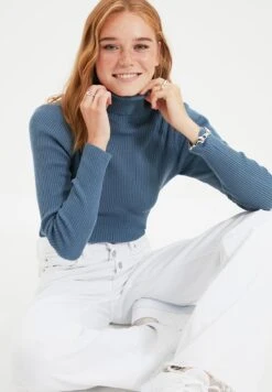 Trendyol Pullover - Blue -Next Soldes bacf42d4f6e841d2b04ae4a2ff1206bd