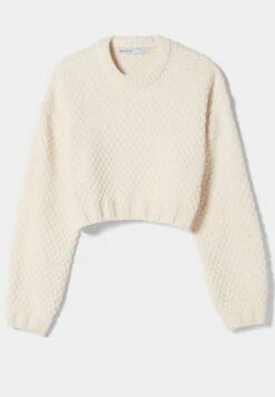 BERSHKA Textured Chenille - Pullover - Beige -Next Soldes bbcd2458365e495d89a436e1435fc5ad