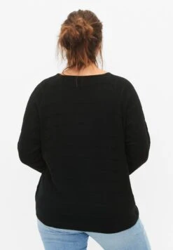 Zizzi With Tone-On-Stripes - Pullover - Black -Next Soldes bd9a905e415c4d22b738c87f79e1d677