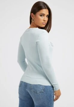Guess Mit Strass-Frontlogo - Pullover - Himmelblau -Next Soldes bea3a7506f4b43c886438aa441f7e769