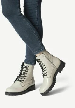 Tamaris Bottines À Lacets - Ivory Patent