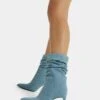 BERSHKA Slouchy Heeled - Bottines - Blue Denim