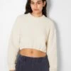 BERSHKA Textured Chenille - Pullover - Beige -Next Soldes db5543c4eee74819b937d4ea05019227