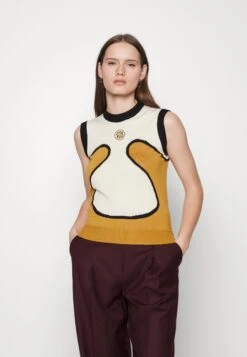 Pullover - Ecru, Burnt Orange, Black With Gold Merino Wool