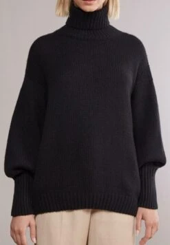 Rollkragen Ultrasoft Mit Ballonärmeln - Pullover - Black