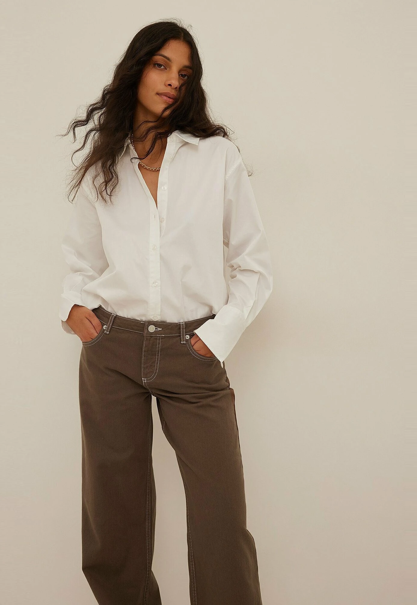 NA-KD Jean Droit - Brown 6 NA-KD Jean Droit - Brown – Image 4