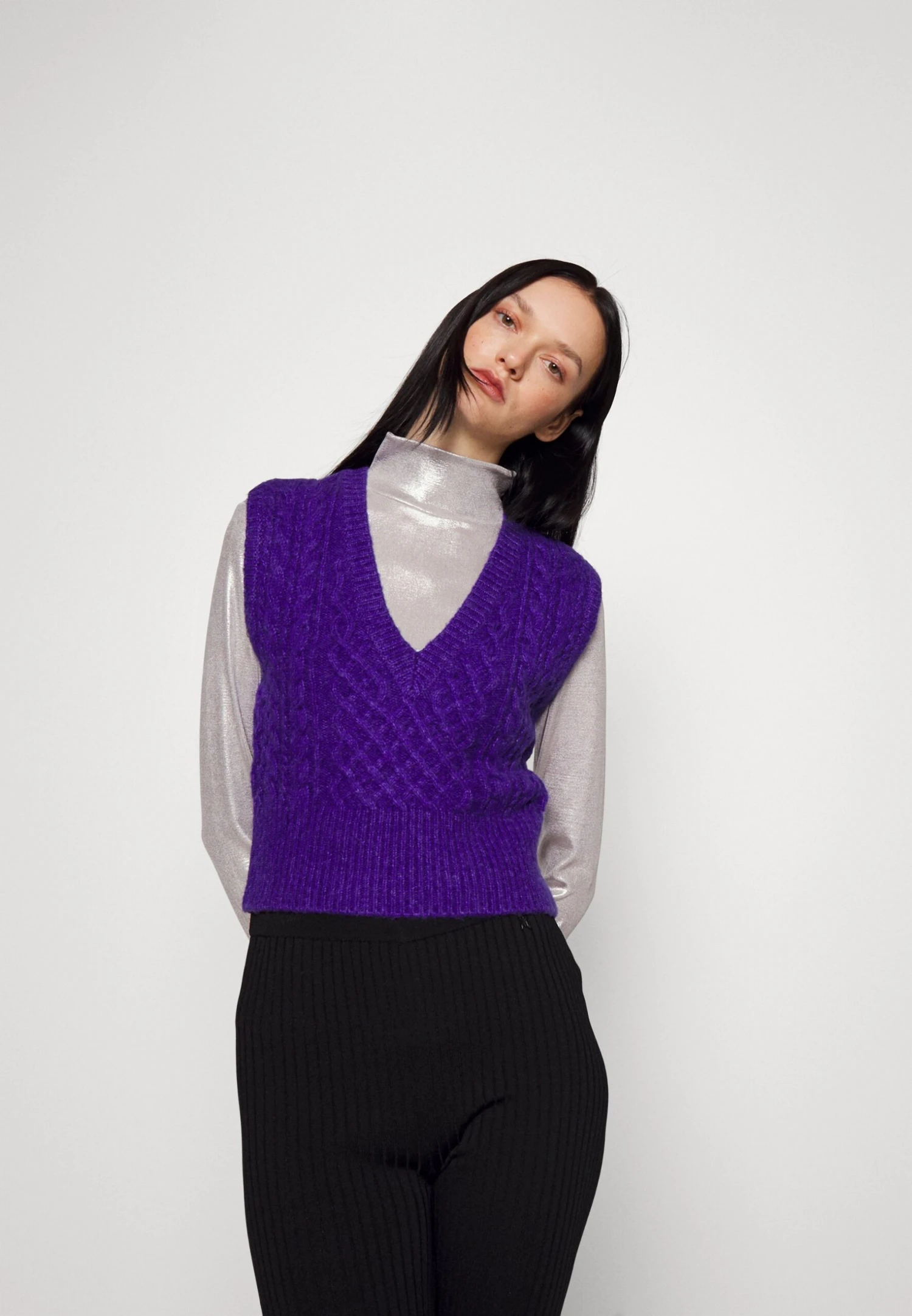 Rag & Bone Elizabeth Cable Vest - Pullover - Purple 6 Rag & Bone Elizabeth Cable Vest - Pullover - Purple – Image 4