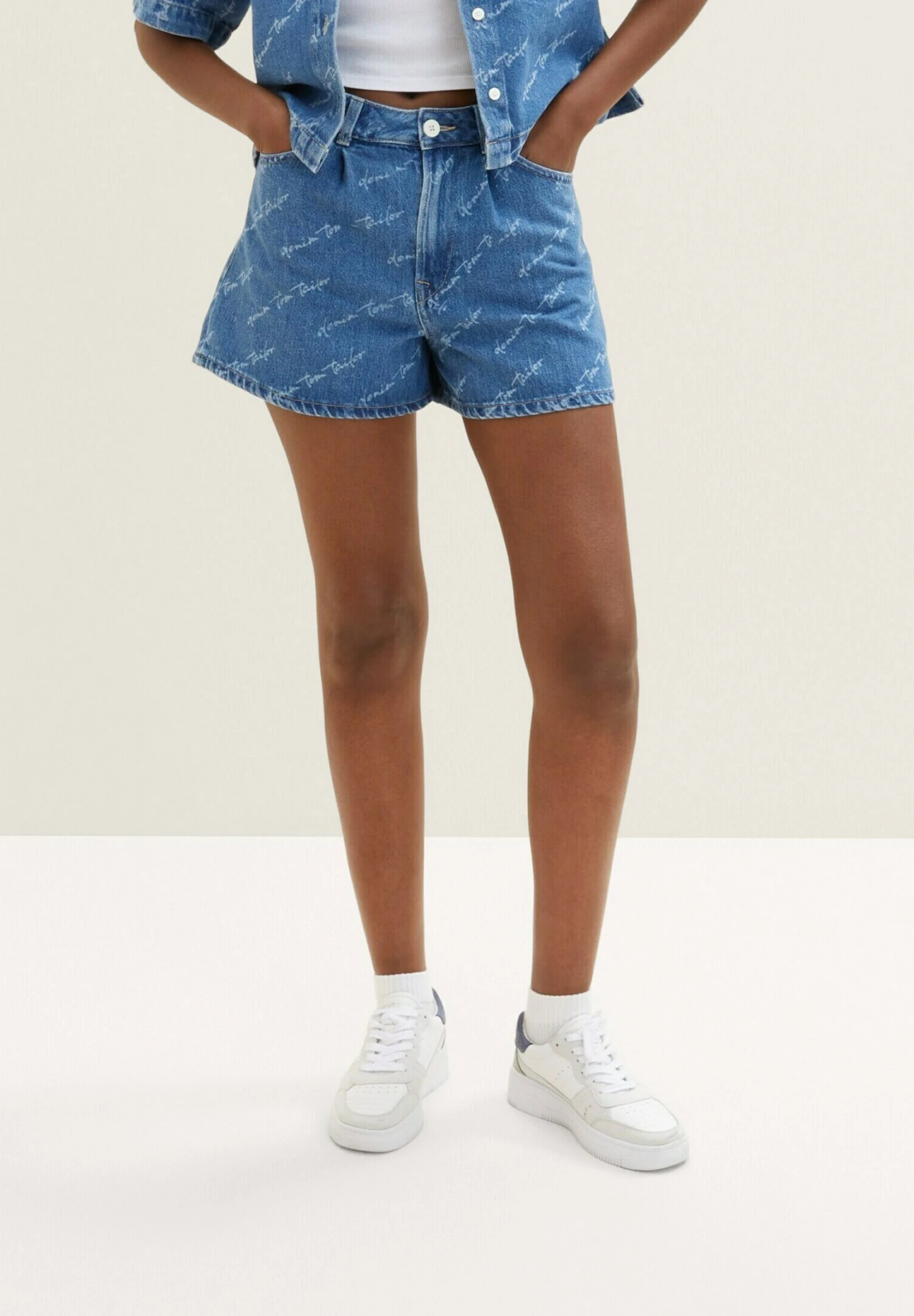TOM TAILOR Denim Mit Logo Print - Short En Jean - Denim Laser Print 3 TOM TAILOR Denim Mit Logo Print - Short En Jean - Denim Laser Print