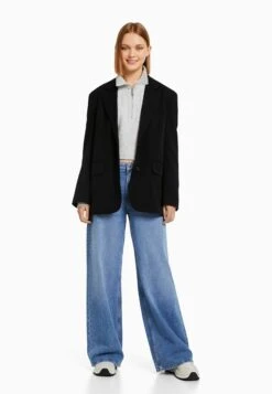 BERSHKA Tailored Cut - Manteau Court - Black -Next Soldes f31629d633b1414ca31ab839f25391de