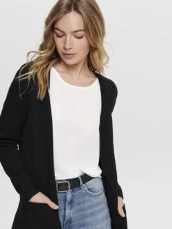 ONLY Onllesly L/S Open Noos - Gilet - Black -Next Soldes f7aa506cbbfb4e3fafc647b50233e68a